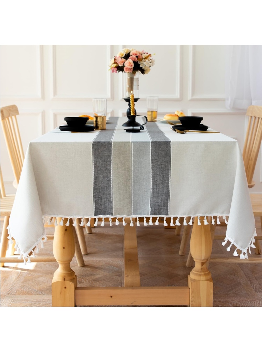 NEW Laolitou Rustic Tablecloth Cotton Linen Tablecloth,55''x70'', 4-6 Seats
